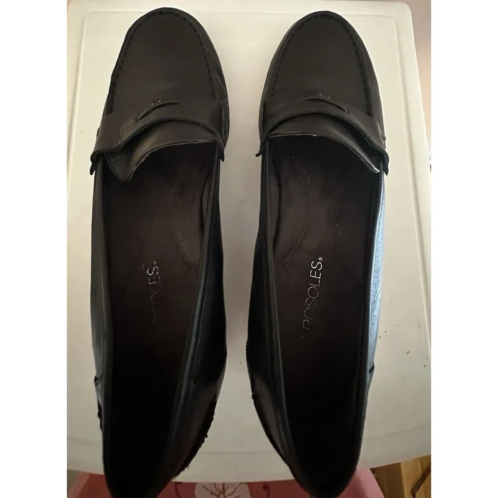Vintage Y2K Aerosoles Leather Penny Loafers Black Leather 9M